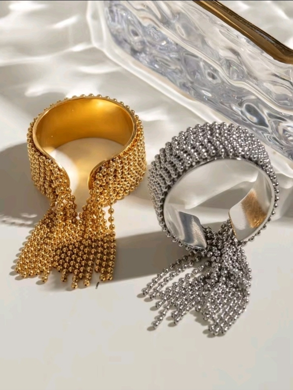 Silver Beaded Fringe Ring - Picture 6 of 8